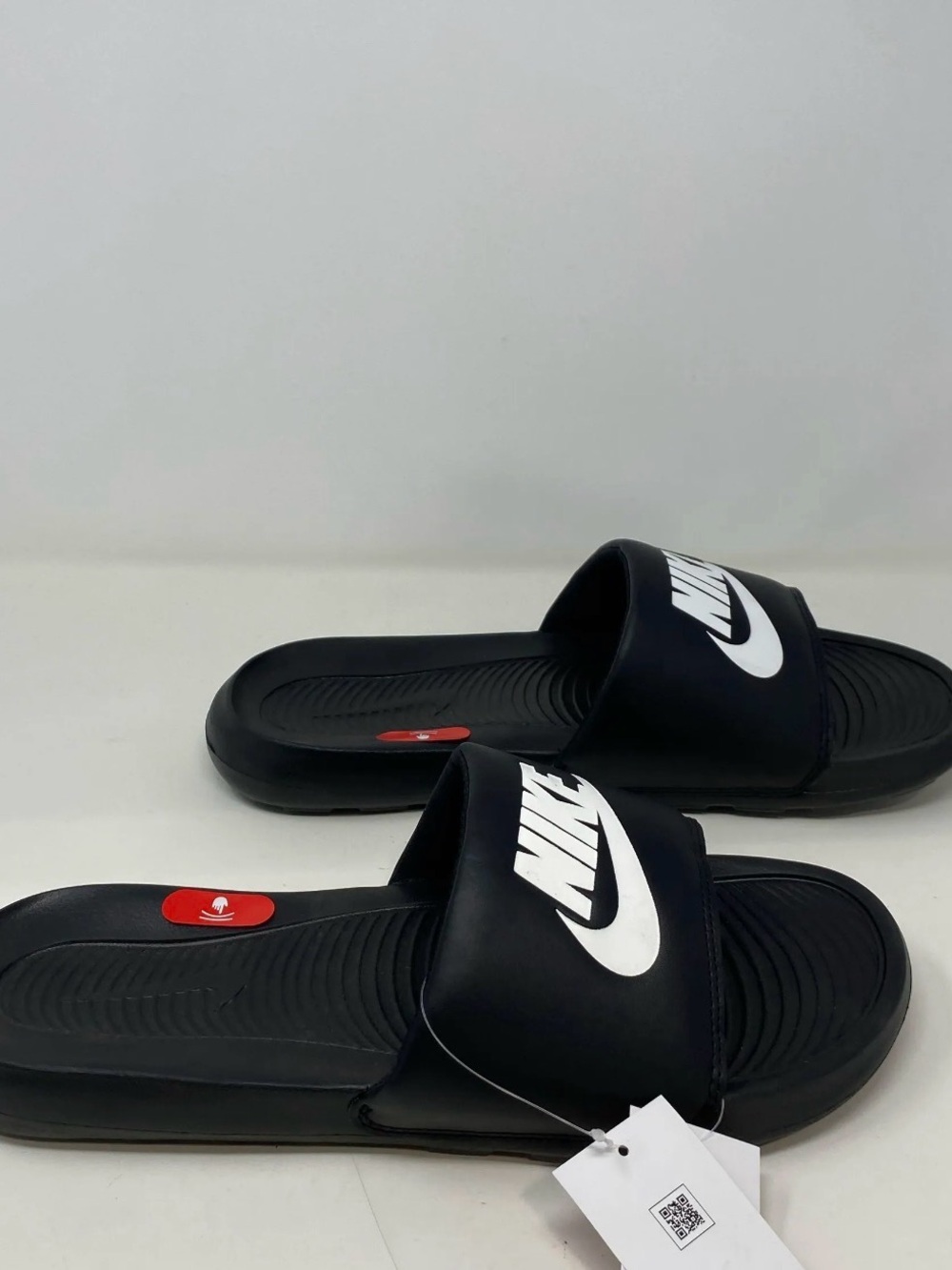 Nike Black Slides with White Swoosh